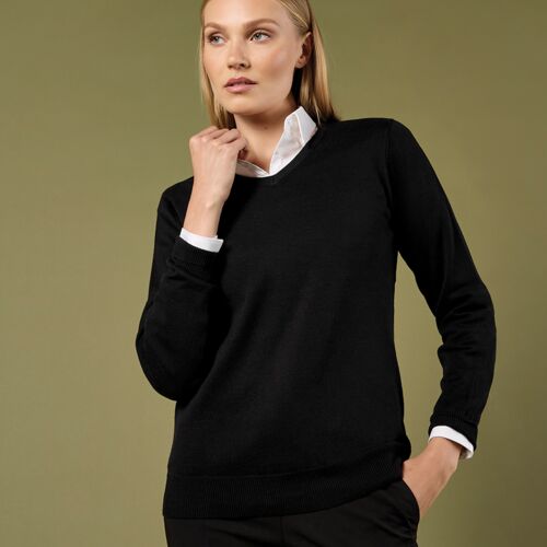 Kustom Kit Ladies Arundel Cotton Acrylic V Neck Sweater Thumbnail