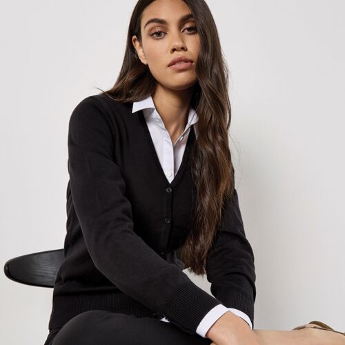 Kustom Kit Ladies Arundel Cotton Acrylic V Neck Cardigan Thumbnail