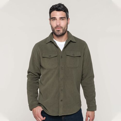 Sherpa-lined fleece overshirt Thumbnail