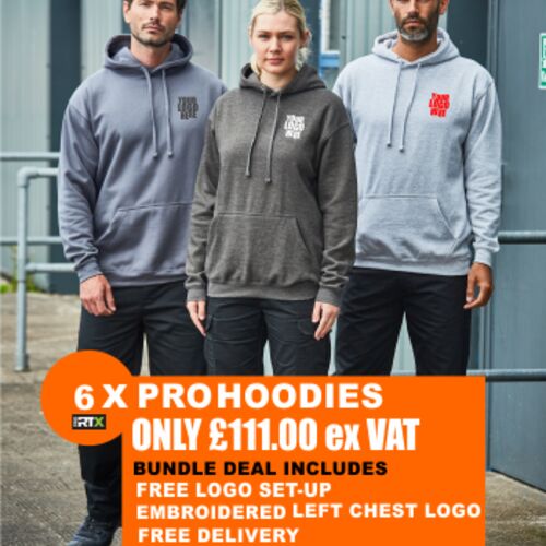 Pro Hoodie X 6 Bundle Deal £111.00 Only £18.50 each Thumbnail